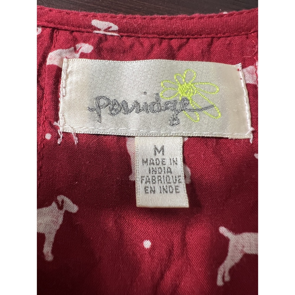 Anthropologie Porridge Dog Print Cotton‎ 3/4 Sleeve Blouse M Button Front - Picture 3 of 6